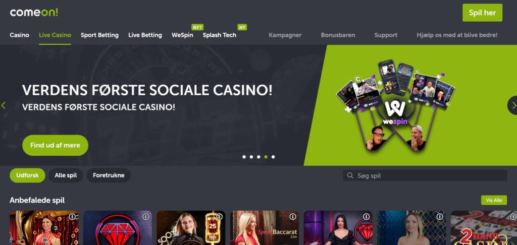 ComeOn Online Live Casino
