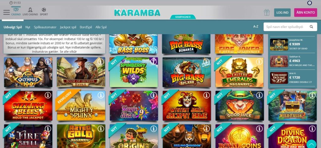 Karamba Online Casino Spillemaskiner